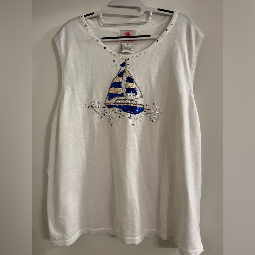 Quacker Factory Sequined Sailboat Top 3x